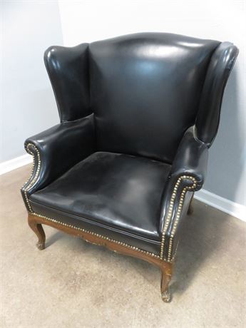Black Leather Wingback Arm Chair