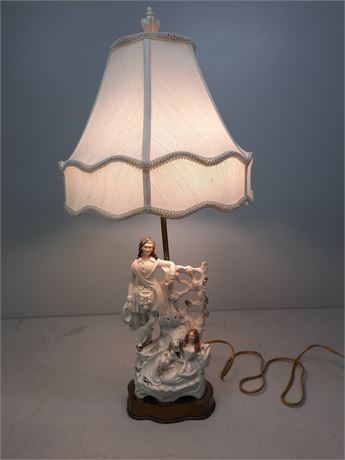 French Couple Porcelain Lamp