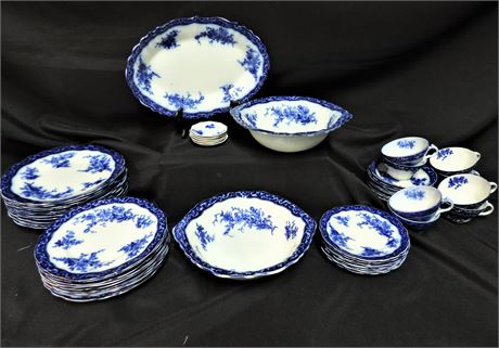 Stanley Pottery Company 'Touraine' England Antique Flow Blue