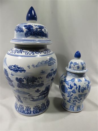 Blue & White Asian Ceramic Vases