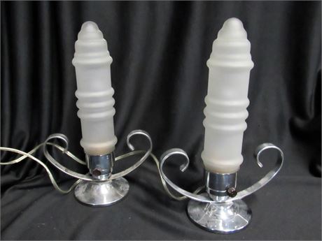 2 Art Deco Style Vintage Boudoir Lamps
