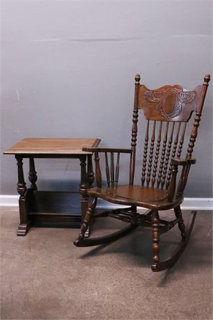 Rocking Chair and Table/ Magazine Rack