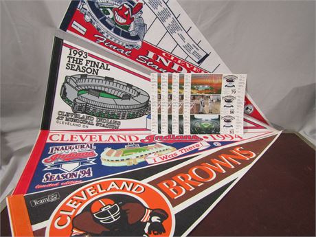 Indians Last Series Tickets (4) and Pennants