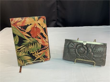 "PATRICIA NASH" Cuban Tropical Leather Journal Cauchy Tooled Wallet
