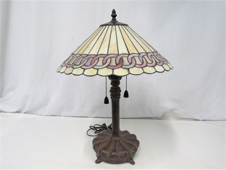 Tiffany Style Leaded Slag Glass Lamp