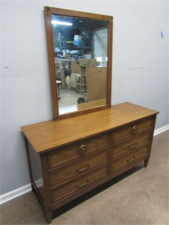 Mid-Century Mahogany Dresser and Mirror,