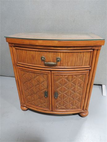 Rattan Bow Front Nightstand