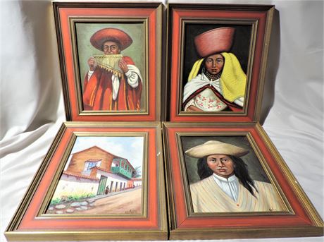 Four Original Oil Paintings / South American