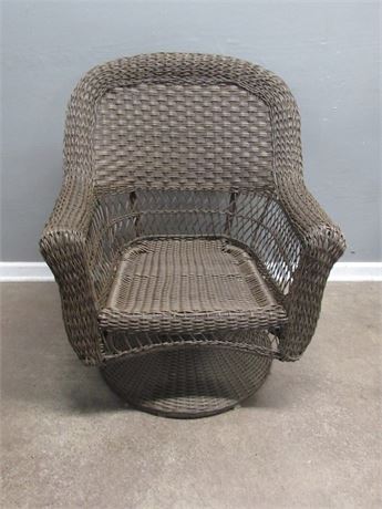 Brown Synthetic Wicker Swivel Chair