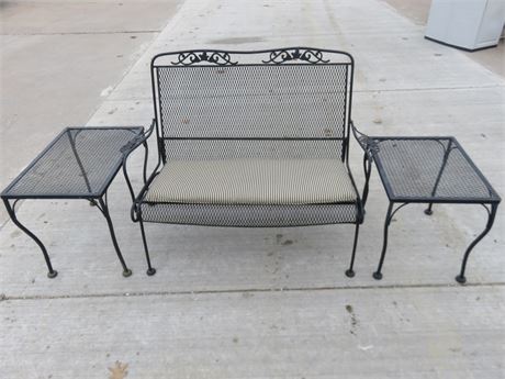 Wrought Iron Patio Loveseat & Side Table Set