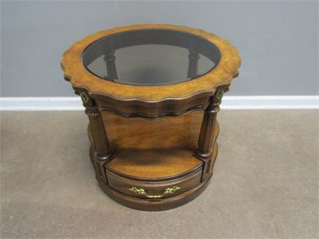 Vintage Gordon's Fine Furniture Oval End Tables, with Glass Top