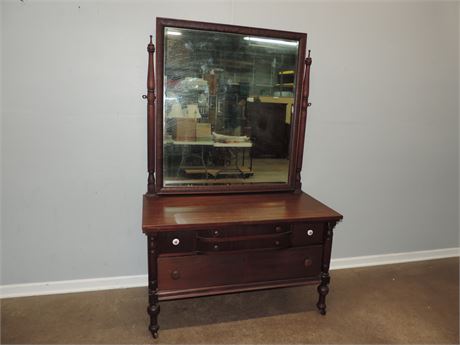 Vintage / Antique Solid Wood Dresser and Mirror
