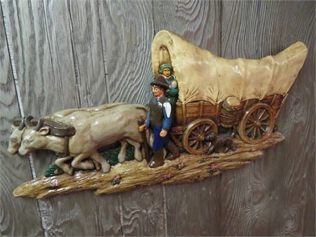 Stone Resin Covered Wagon Sign