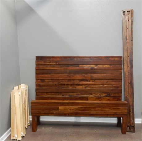 Queen Size Wood Headboard Footboard and Side Rails