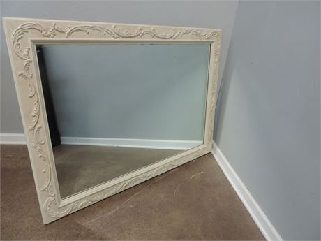 Ornately Framed Whitewash Mirror