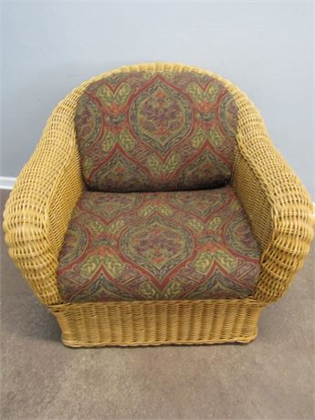 Large Wicker Rattan Lounge Chair with Cushions