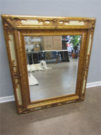 Large Entry-Way Mirror with Antiqued Thick Gold Frame