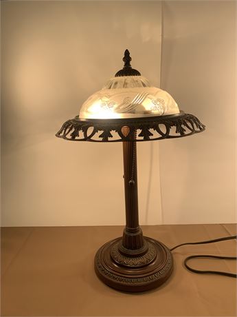 Tiffany Style Etched Glass Lamp