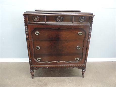 Vintage Ornately Carved Wood Chest of Drawers