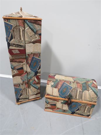 Tapestry Fabric Wrapped Cabinet w/Matching Trunk