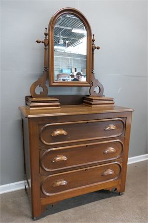 Victorian Chest of Drawers with Tilting Mirror, and 2 glove boxes on top