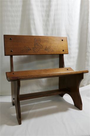 Child's Wood Bench or Time Out Chair with a hand made Bear Etching