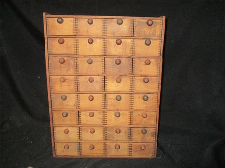 Early American 32 Drawer Wooden Storage Box