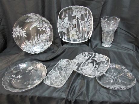 7-Piece Decorative Clear/Frosted Glass Lot