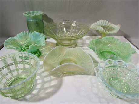 Decorative Green Depression / Carnival Glass Collection,