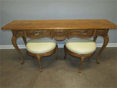 Carved Console Table & Chairs