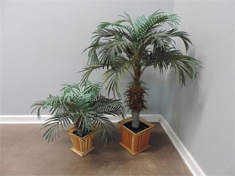 Two Artificial Potted Palm Plants