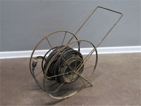 Antique Hose Reel with Long Extension Cord