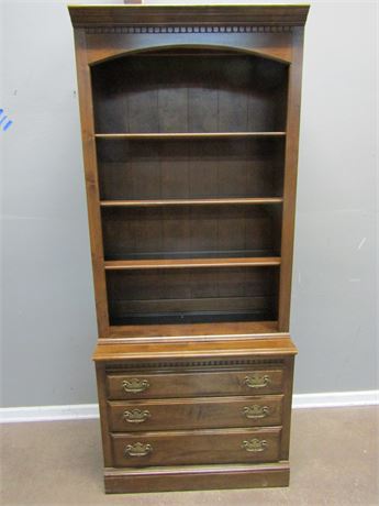 "Ethan Allen" Solid Wood 3 Drawer Short Dresser with Bookcase Hutch