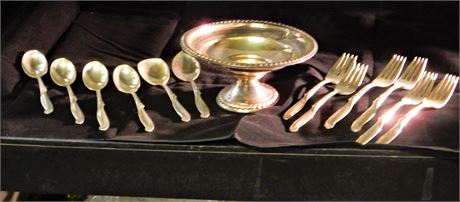 International Sterling Silver Silverware and Candy Dish