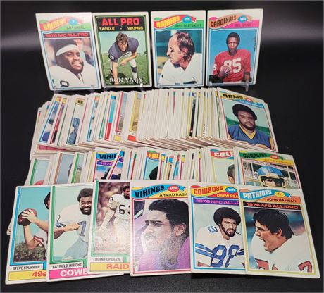 Vintage Lot of 200 Football Cards Art Shell, Mel Gray Ron Yary Ahmad Rashad