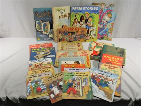 20+ Vintage Children's Books Wizard of OZ, Uncle Wiggley, Raggedy Ann