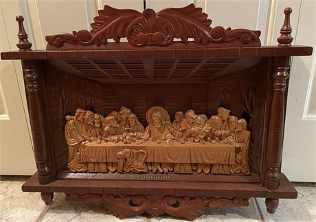 The Last Supper Hand Carved Wooden 3-D Wall Art Sculpture