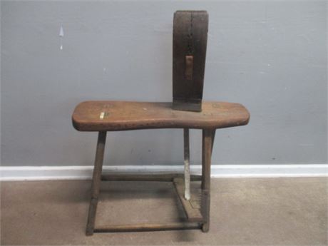 Early American Solid Wood Saddle Bench