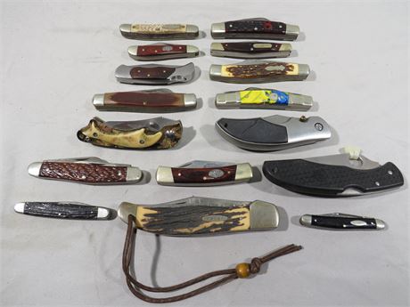 Lot of 16 Assorted Size Pocket Knives