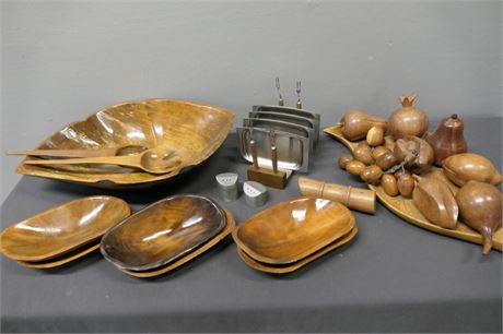 Mic Century Wood Bowl / Horderve / Appetizer Set / Wood Fruit Lot