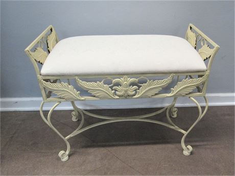 Ornate Upholstered Wrought Iron/Metal Vanity Bench/Settee