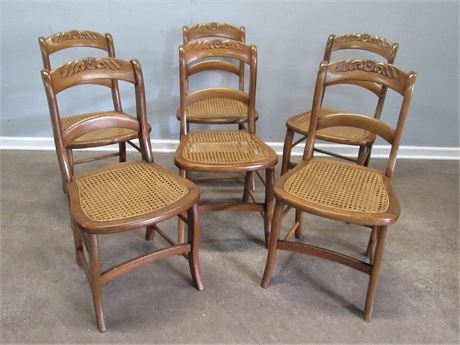 6 Antique Cane Seat Chairs
