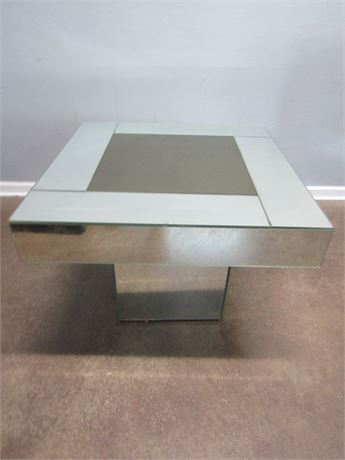 Square Mirrored Glass Table and Stand