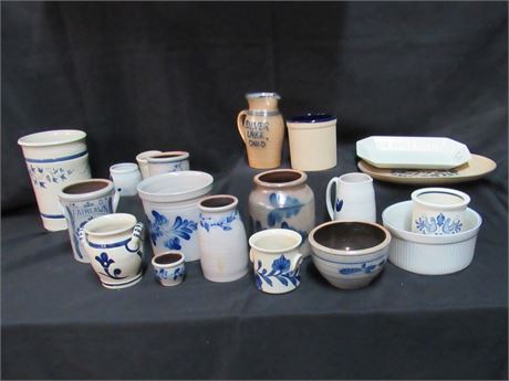 Large Stoneware Pottery Lot - 19 Pieces