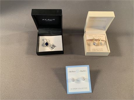 Sterling Silver Jewelry/Sapphire Pendant /Earrings