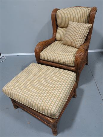 Rattan Arm Chair w/Ottoman