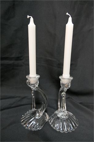 Prism Candle Holders with Clam Shell Base Pair