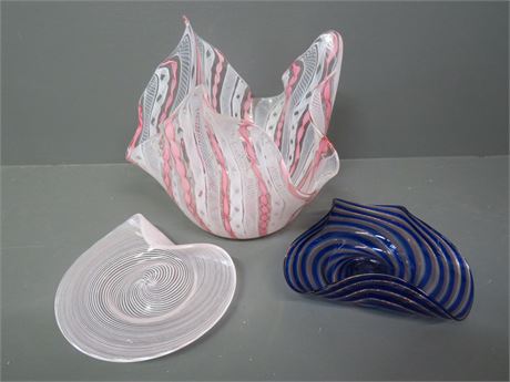 MURANO Fazzoletto Art Glass Vase / Filigrana Plates
