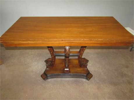 Vintage Biedermeier Style Wooden Card Table, with Folding Extension