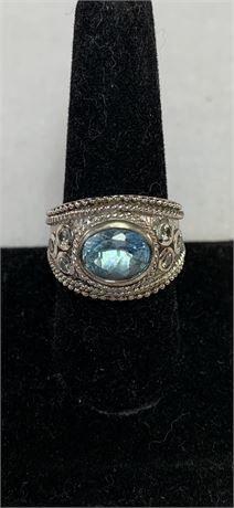 Chic Sterling Silver Blue Topaz Judith Ripka Ring
